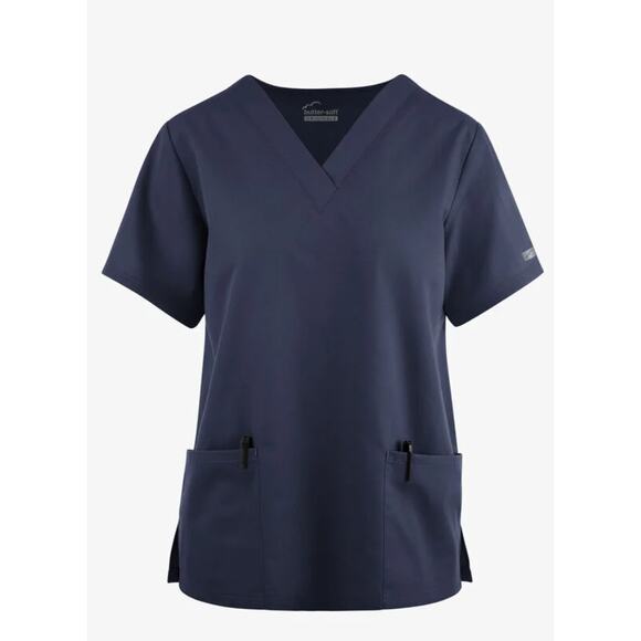 Uniform Advantage Butter-Soft™ V-Neck 2-Pocket Scrub Top – Navy (S) - Picture 4 of 5